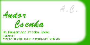 andor csenka business card